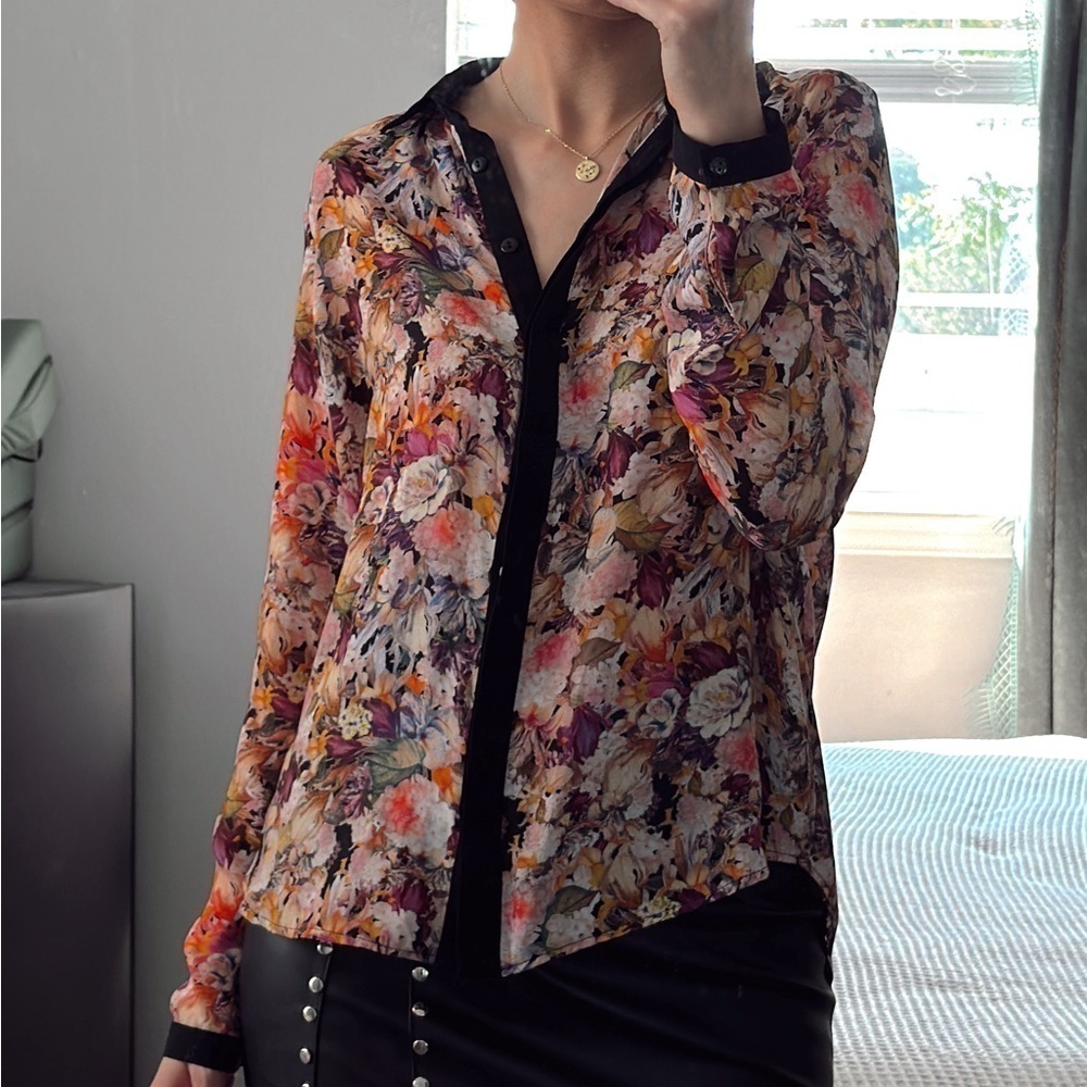 TopShop Floral Multicolor Blouse - Picture 3 of 7